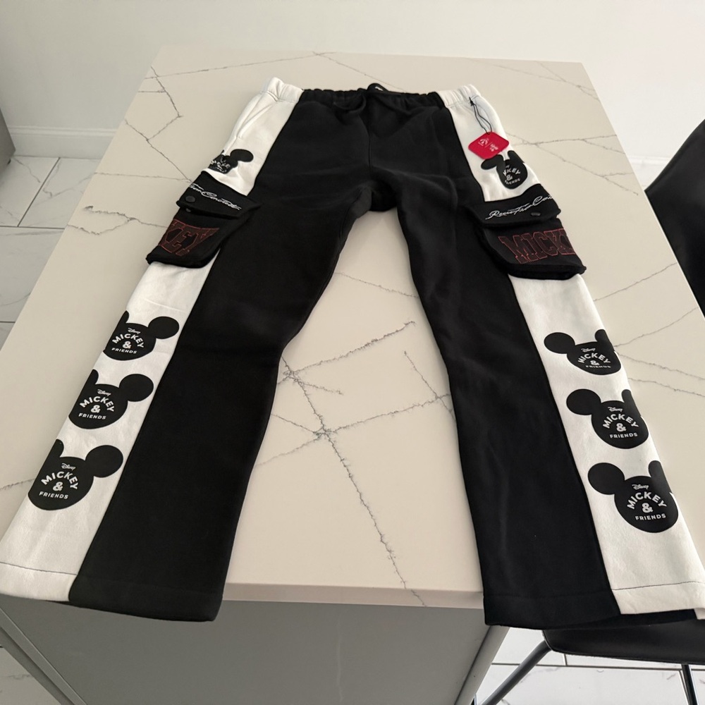 Civil Regime Men's Black and White Mickey Mouse Joggers (Sold)